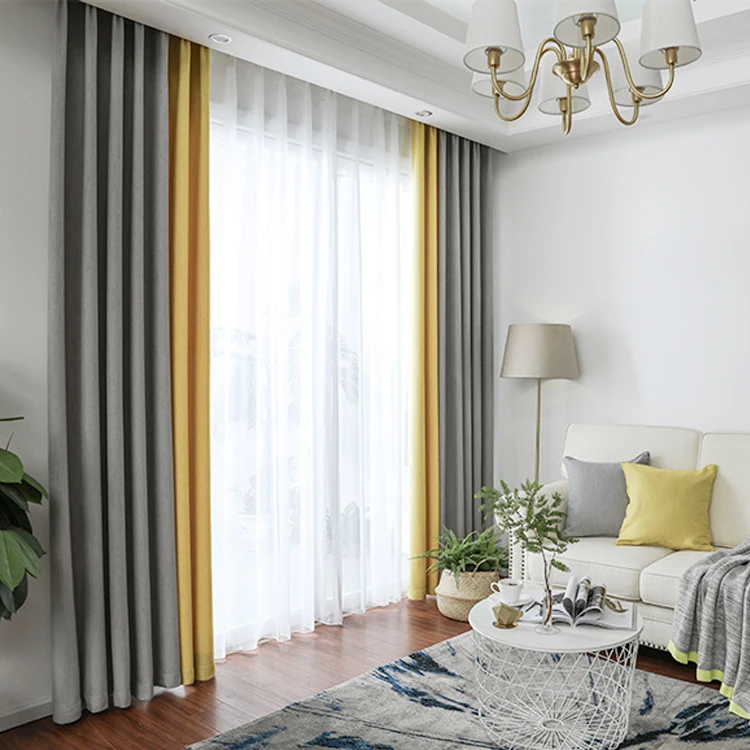 
2018 new Nordic style net red stitching linen curtains full shade fabric curtain custom,window curtain,blackout curtain 