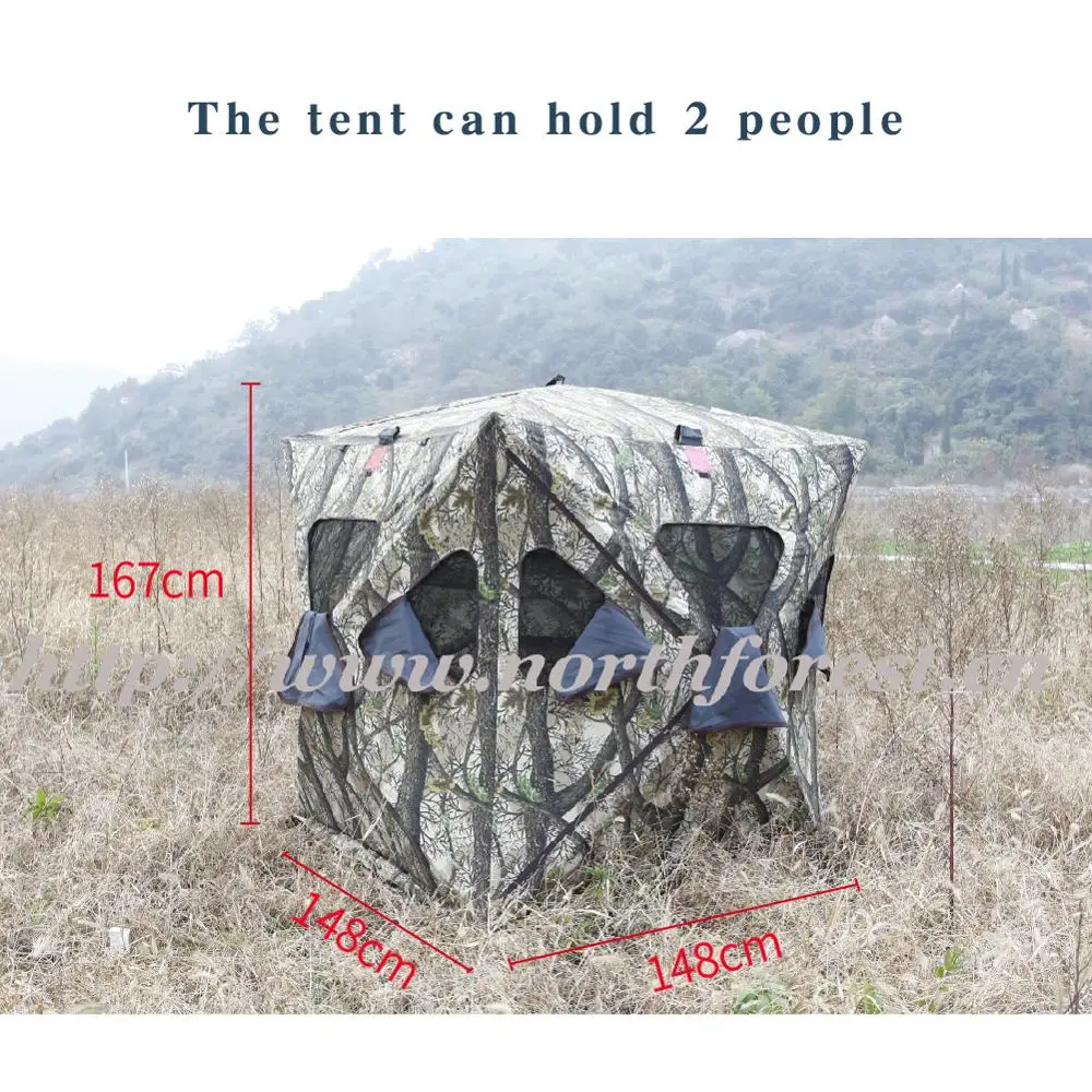 OEM Waterproof Portable Pop Up Outdoor Camouflage Hunting Tent Ground Deer Hunting Blind For 2 Person