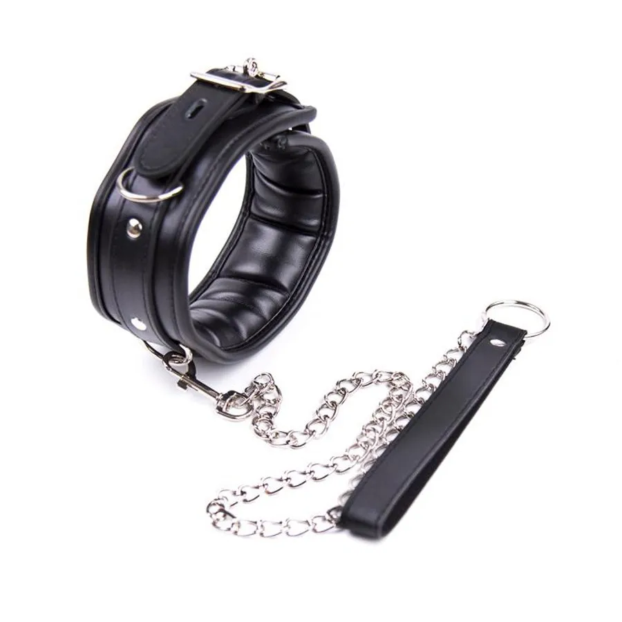 PU Leather Padded Hand Cuffs & Ankle Cuffs & Neck Collar Set BDSM Bondage Restraint Cosplay Accessories