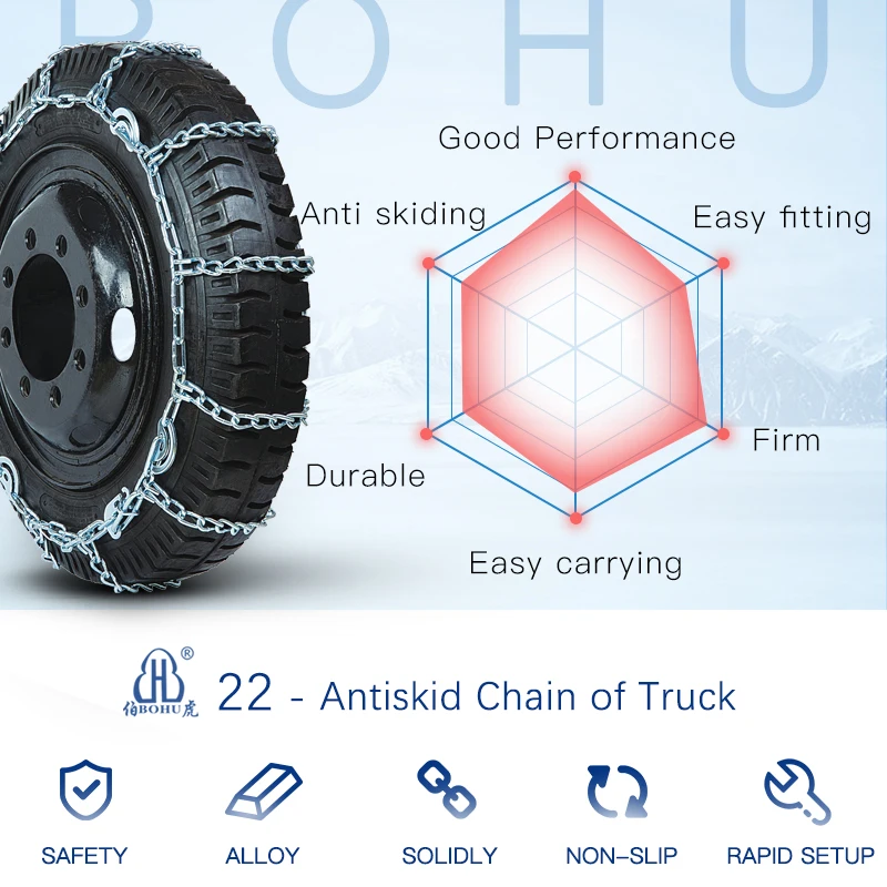  Цепи для шин серии BOHU 22 оцинкованная Цепь грузовика цепи снега из легированной стали