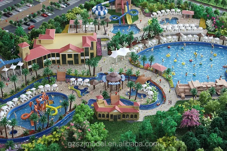 Miniature architectural model making , water park scale model building