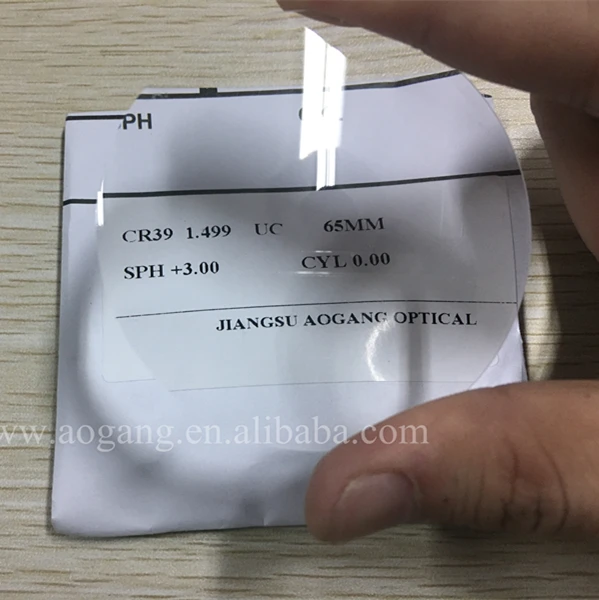 CR-39 1.499 UC 65MM Plus Old Curve Finished Single Vision Optical, Plastic, Resin Lens (CE , ISO9001)