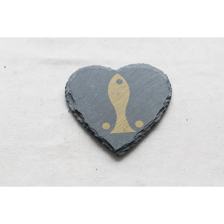 Wholesale black slate dinnerware slate heart coaster