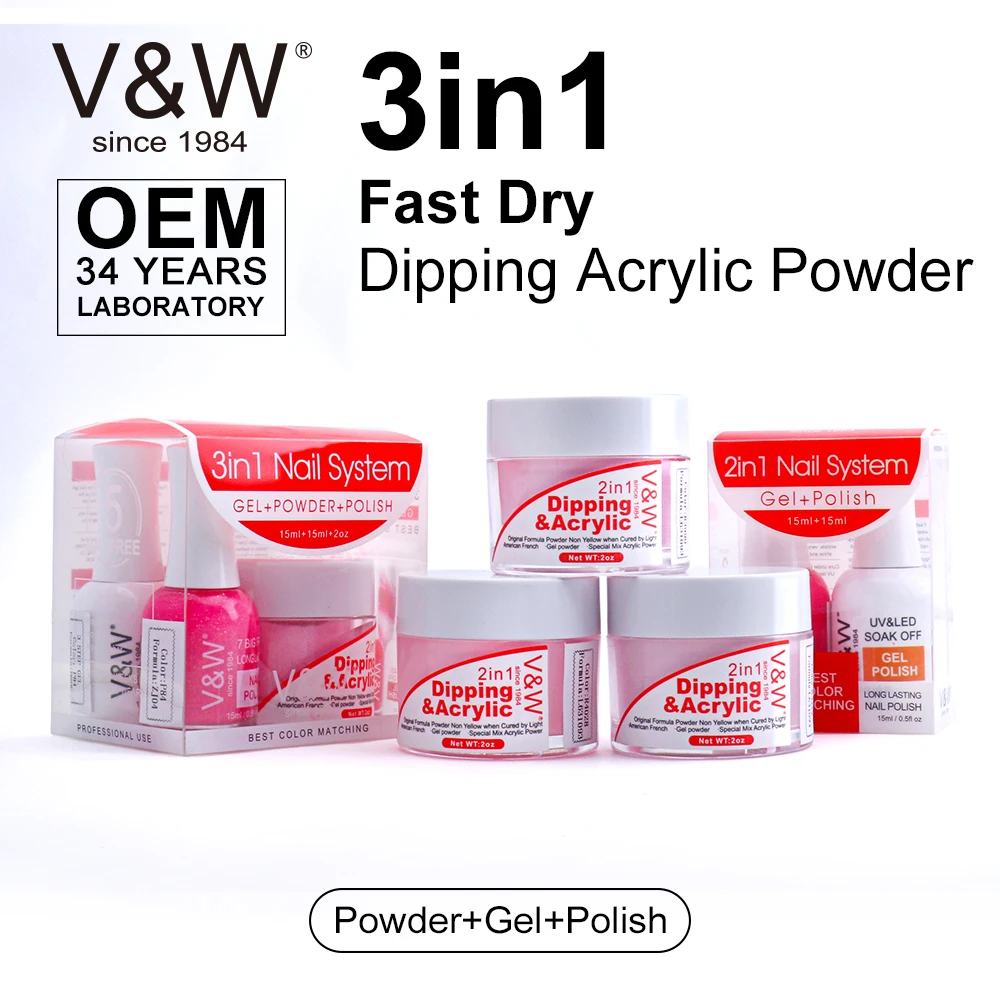 Factory OEM private label 3 in 1 Gel Polish match Acrylic Dip Powder and Nail Polish color set