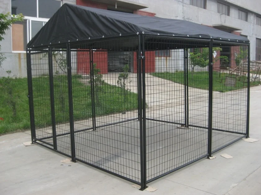 Galvanized Metal Clamp Connected Dog Kennel, Powder Coated Dog House With Round Frame Pipe