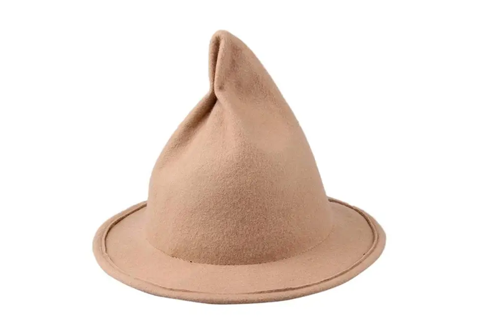 Женская шерстяная фетровая остроконечная шляпа карамельного цвета