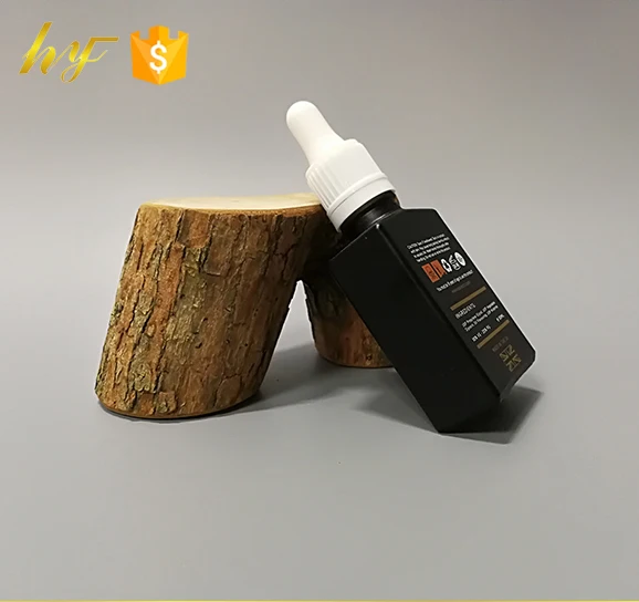 
popular essential oil bottle 30ml rectangle black glass e liquid bottle with new design tamper resistant topper 