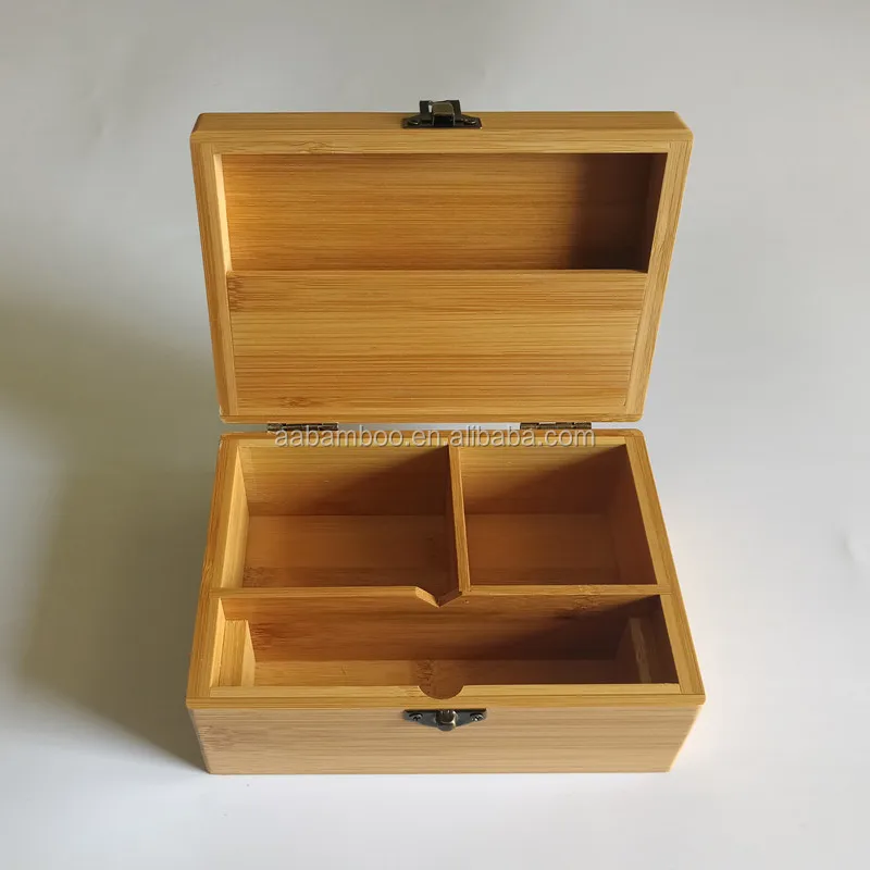 Ящик для хранения из бамбукового дерева со съемным подносом
