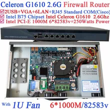 Celeron G1610 industrial 1U firewall server barebone system with 6*1000M 82583v Lan Wayos PFSense Mikrotik Panabit ROS support