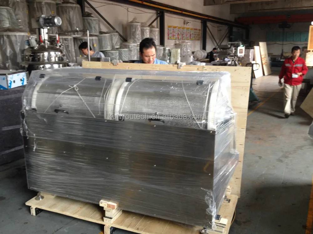 
High Capacity Full Automatic Softgel Fluid Bede Tumbling Drying Machine with Hydraulic lift device 