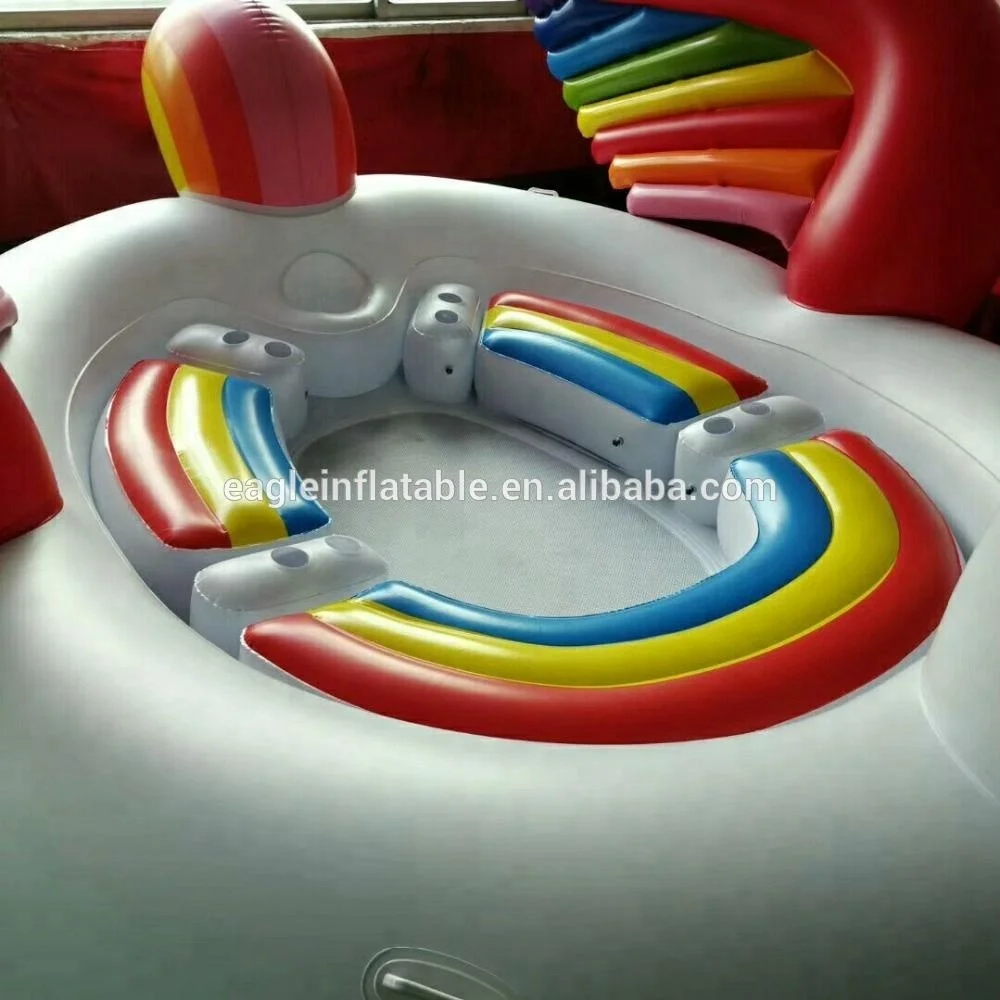 Water partk and beach sea side toy newest huge 6 person inflatable Unicorn Party Bird water Island