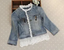 High Quality 2016 Children Spring jacket With Lace toddler girl blazer brand toddler outerwear jackets girl kids denim jacket