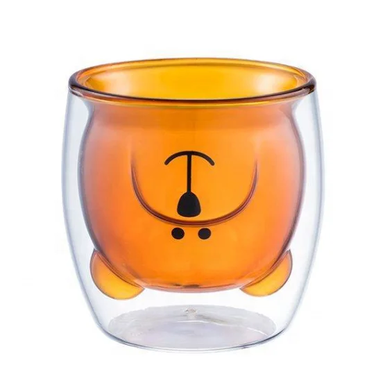 
2018 Hot Sale 85 oz Cartoon Popularity Bear Shape Double Wall Glass Cup Ins Popularity Cup For Coffee Milk Juice Mug  (60820027909)