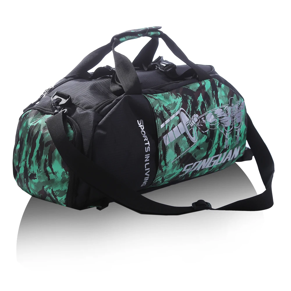 SG8011 3 way Unisex Young Fashion Camo Sports Gym Travel Duffle Bag with Shoe Compartment Custom logo