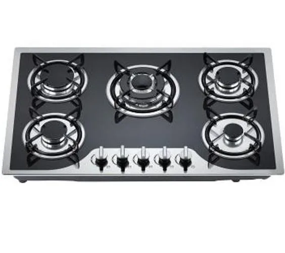 5 Burner Built-in Gas on Glass Hob 70cm with Wok Burner