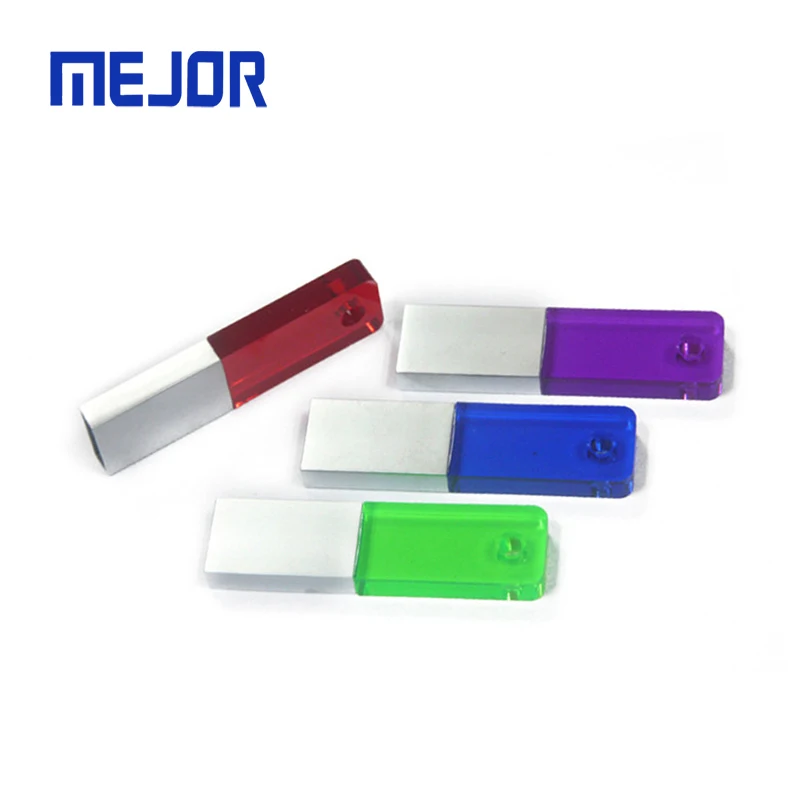 Advertising blue acrylic 8G flash disk 3D LED light pen drive 32g matte metal 16g crystal USB stick