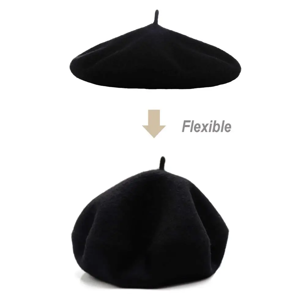 Wool Beret Hat,Solid Color French Style Winter Warm Cap for Women Girls Lady