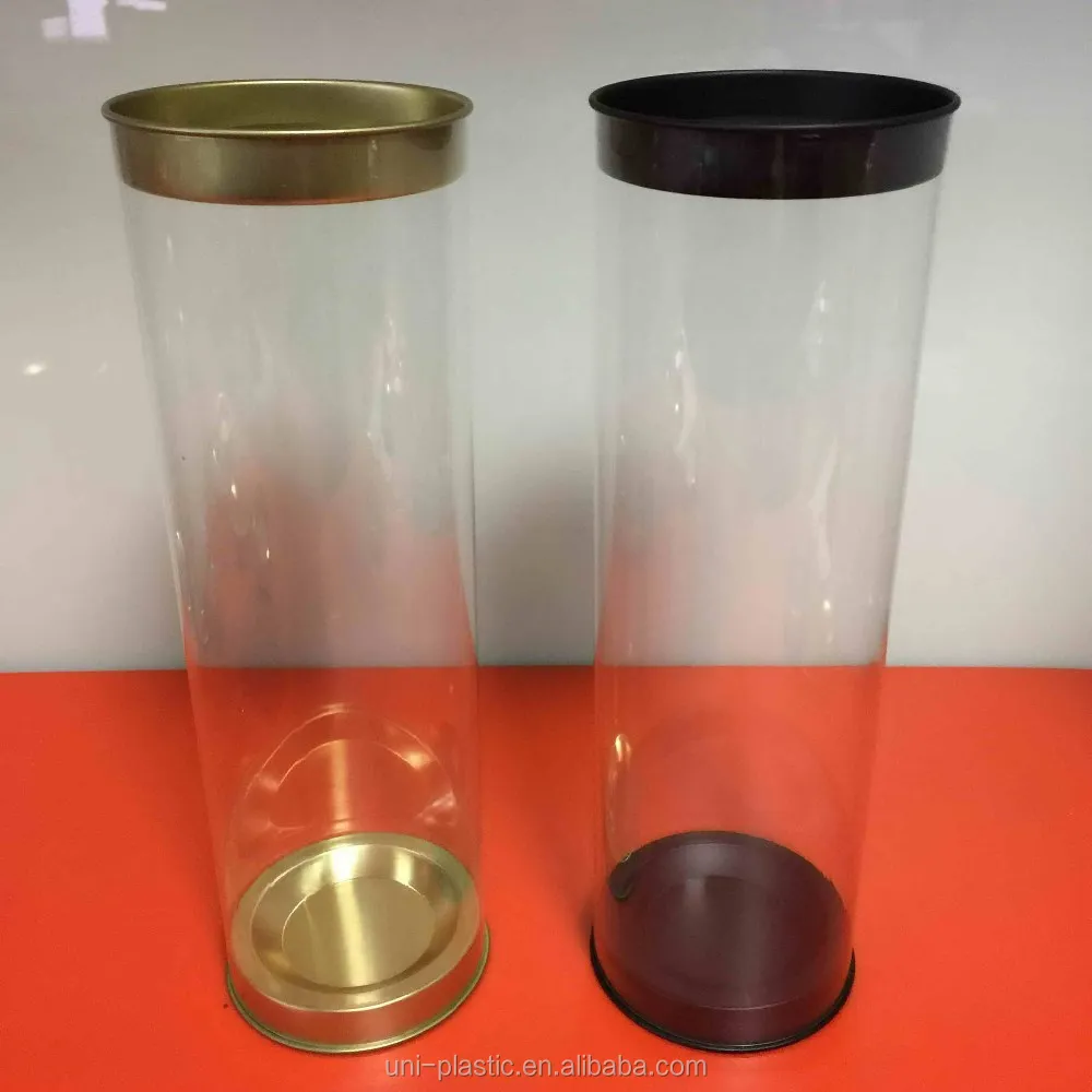 Plastic Cylinder Food Tube Tinplate Lids clear tube packaging plastic Clear Tube For Candy