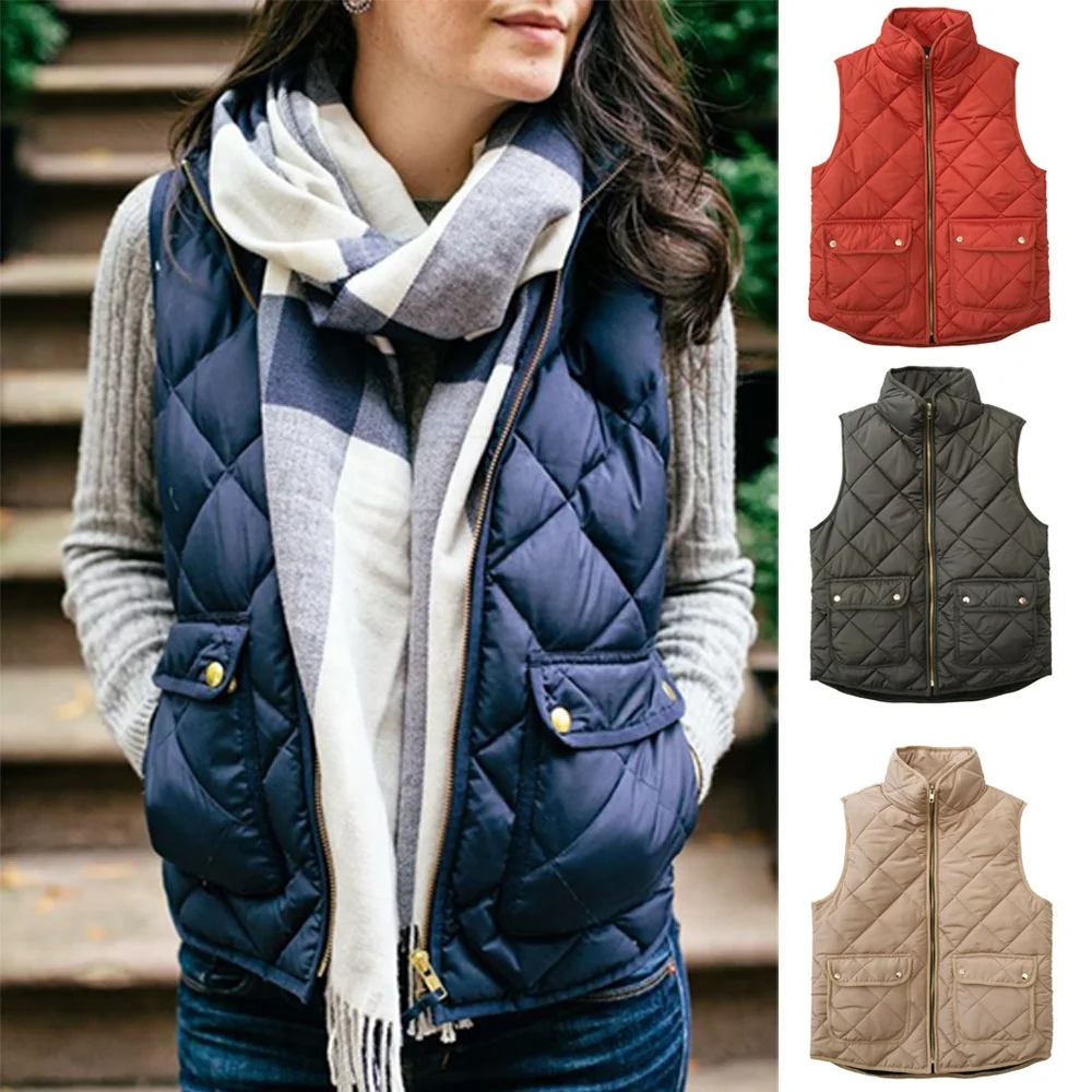 Fashion Spring Womens Excursion Quilted Down Stand Collar Vest