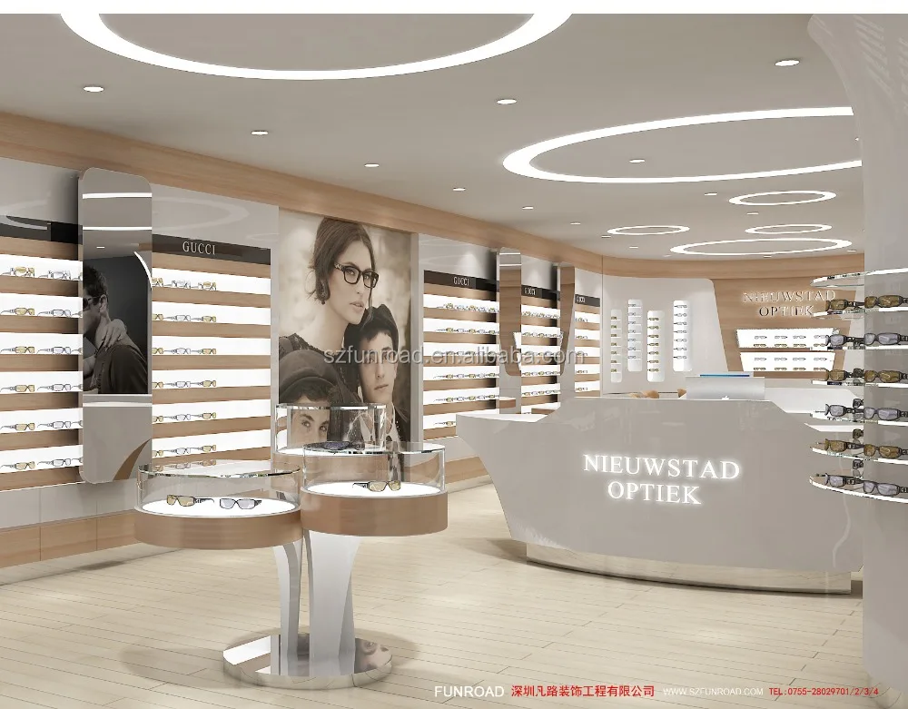 Modern eyewear display showcase, optical displays for optical store design