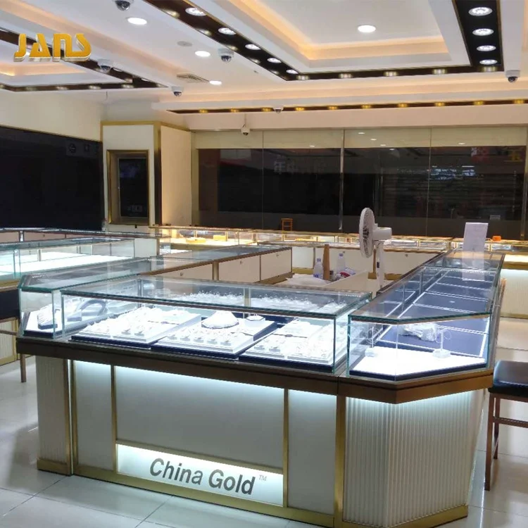 Factory custom cabinets luxury glass jewelry display showcase for jewellery shop display counters