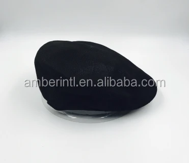 Custom Size Black Embroidery Logo Polyester Adults Uniform Beret Cap