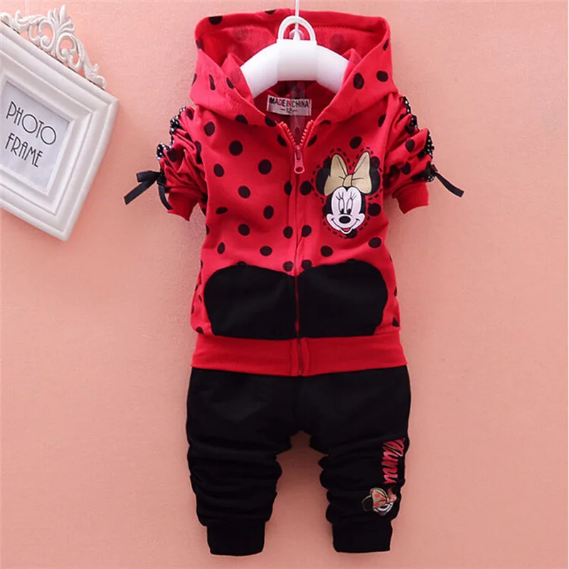 baby girls clothing sets cartoon minnie mouse 2015 winter children s wear cotton casual tracksuits kids