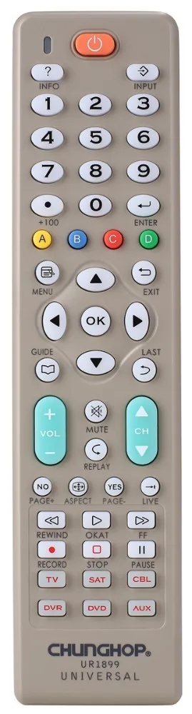  Универсальный пульт дистанционного управления UR1899 6 в 1 для ТВ SAT DVD DVR AUX