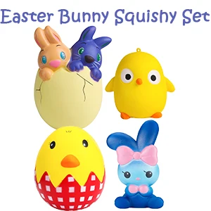 PU foam jumbo cute factory wholesale animal squishy China Easter new kawaii rabbit squishy and Easter Egg Squishy