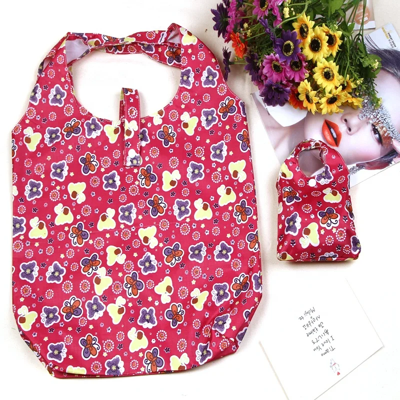 
Custom printed tote bag floral for woman promotional recycle Foldable tote bag eco friendly supermarket shopping bag suppliers 