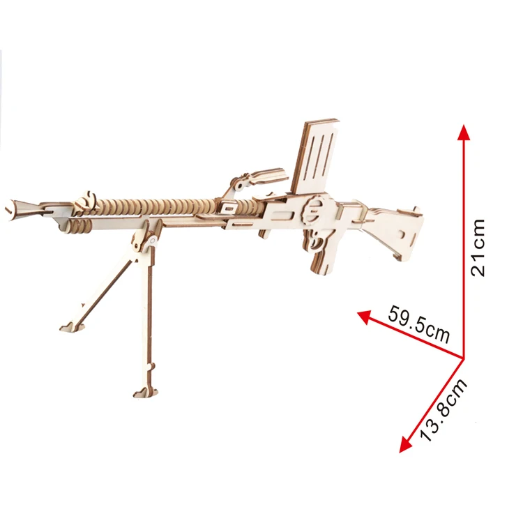 New-Land 3D Puzzle Educational Wooden Toys of Machine Gun