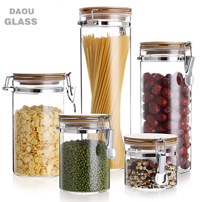 
Heat sales home decoration healthy super light heat resistant glass jars food containers With locking lid 