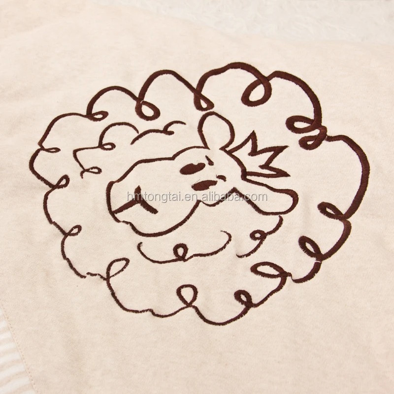 
GOTS organic natural colored cotton baby swaddle baby blanket cute sheep brown style 