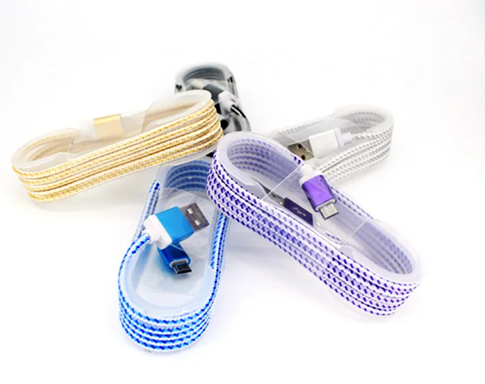 2 015 Новый Металл Глава нейлон плетеный Micro USB кабель для Samsung iPhone 5 Cable