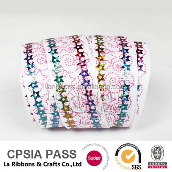 Scrapbooking Sequin foil printing grosgrain ribbon