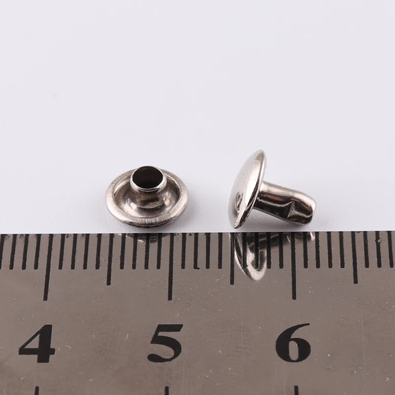 Metal decorative double cap rivet for leather