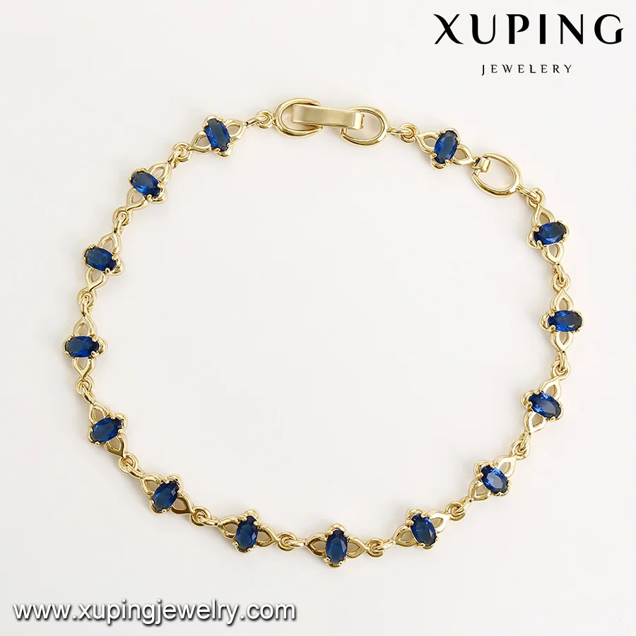 74854 Hot stylish design fine quality women jewelry 14k gold color elegant CZ stone chain bracelet