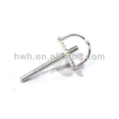 H1209/L Silver Anti-Allergic Earring Screw Post & Screw Back 6mm Diameter