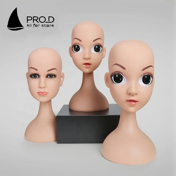 Baby store hat wig display big eye child size mannequin heads with long neck