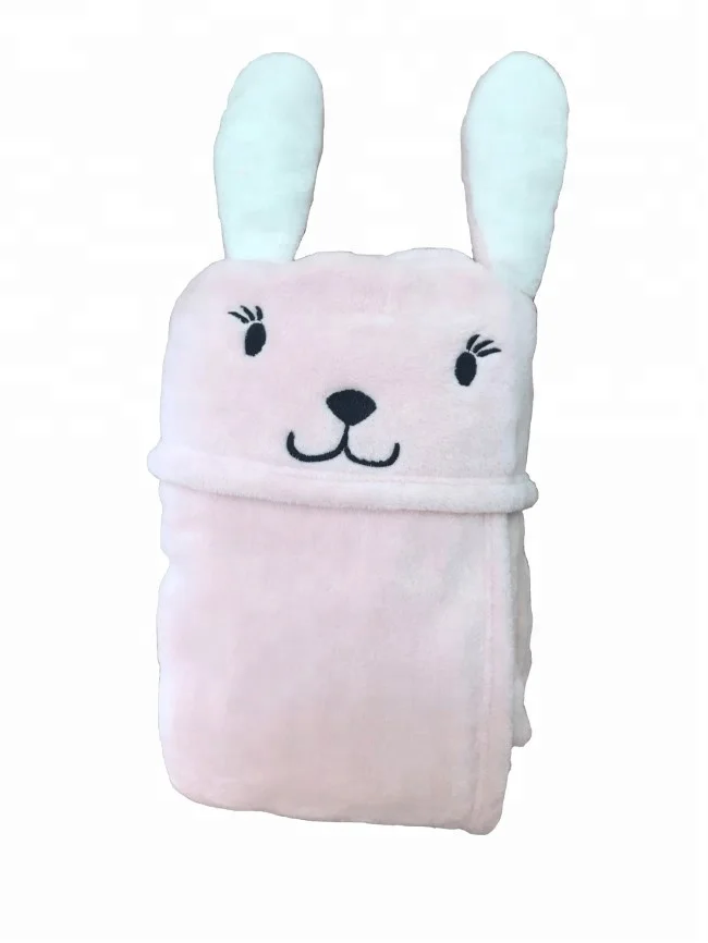 Soft flannel fleece baby hood blanket throw with animal head kigurumi