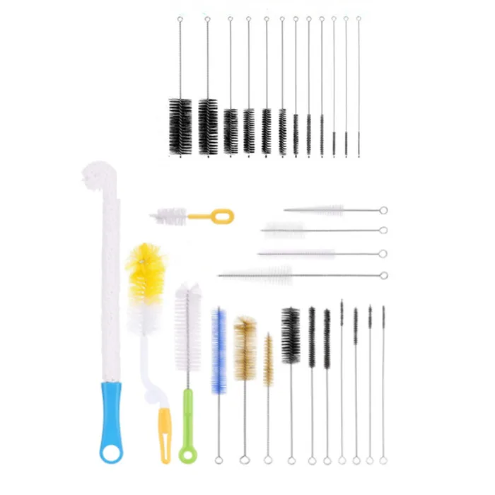 Mini nylon bristle tube brush for cleaning straw spray gun needle brushes