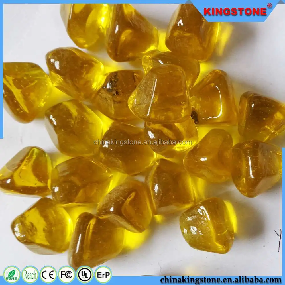 Professional production transparent yellow wall decoration glass pebble,glass pebble like candy,polished pebble cobble