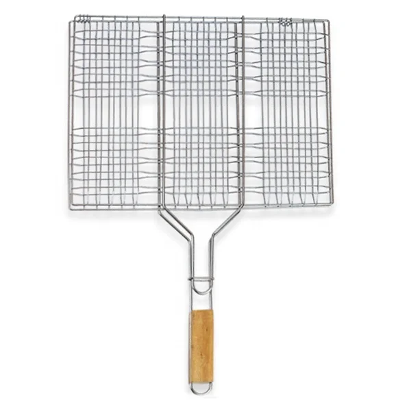 BBQ Hamburger Grilling Basket with wood handle