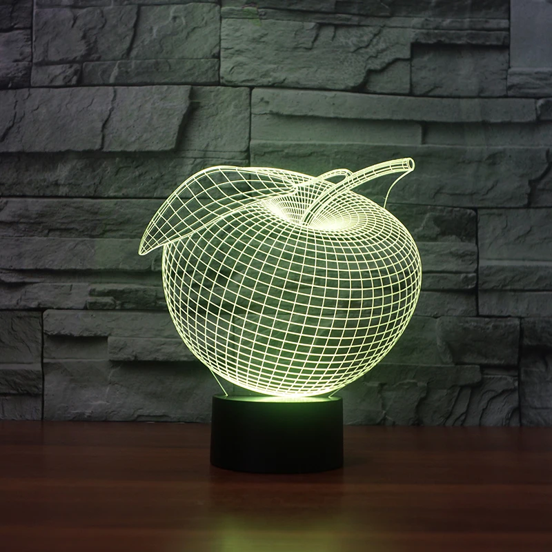 3D apple illusion led desk lamp of fruit color lamp sensor deco led night light FS-3612