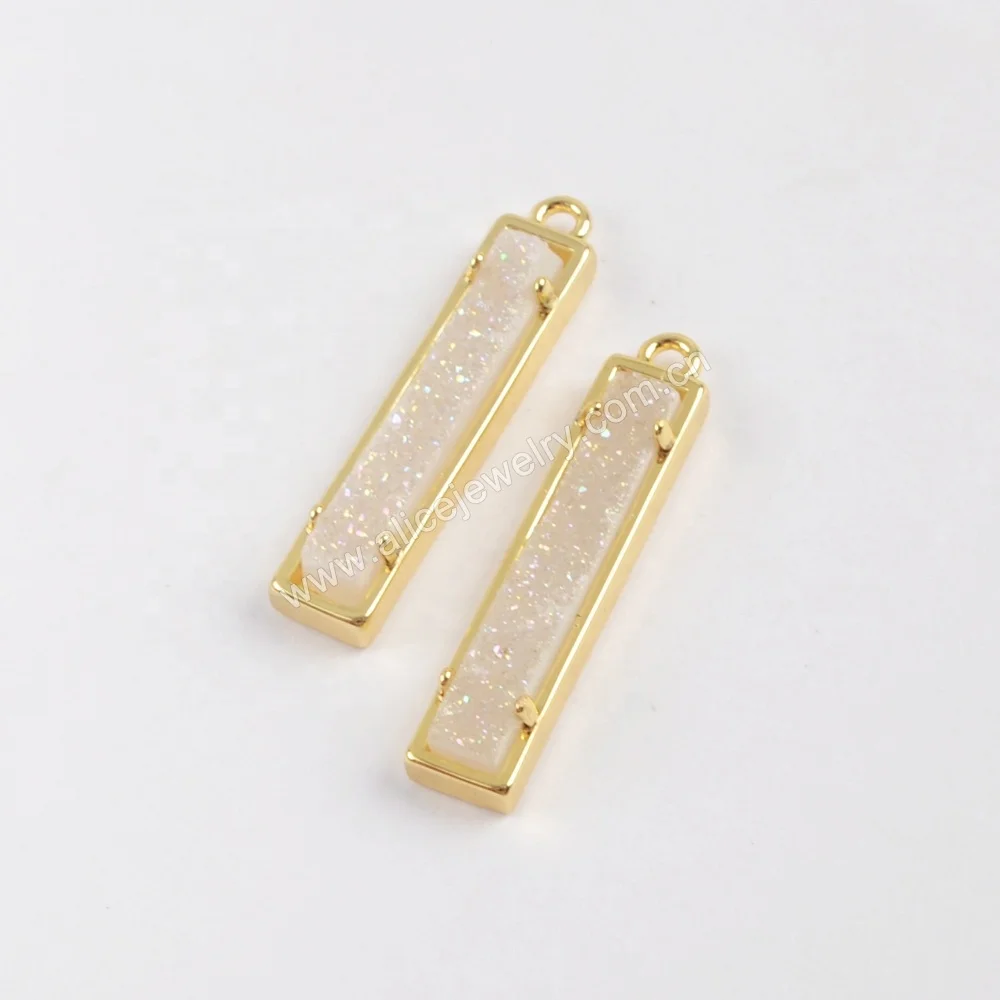 ZG0407 Wholesales price druzy pendant bar druzy jewelry titanium colorful druzy pendant charms for jewelry making