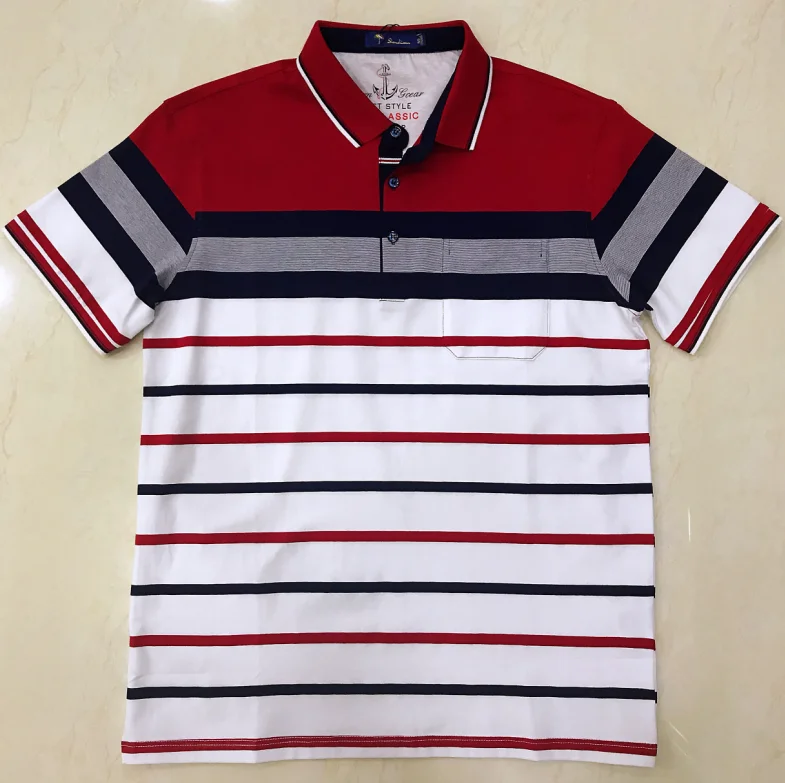 Модная Высококачественная футболка-поло в полоску из бангладеш