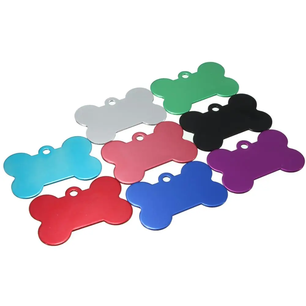 cheap high quality customized logo colorful dog bone shape oem pet tags laser anodized aluminum