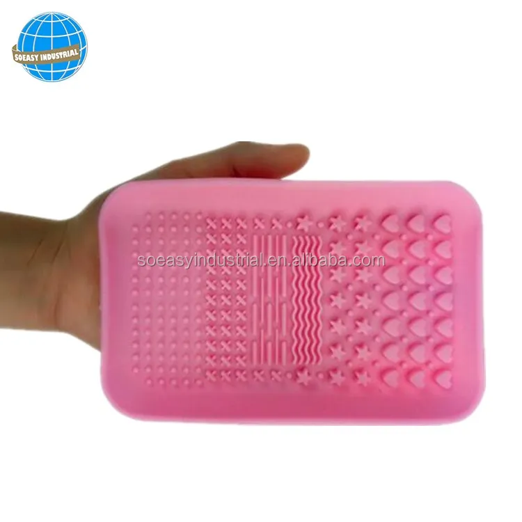 Silicone Plate-Shaped Makeup Brush Cleaner Cosmetics Washing Tool with Convenient Brush Cleaning Mat