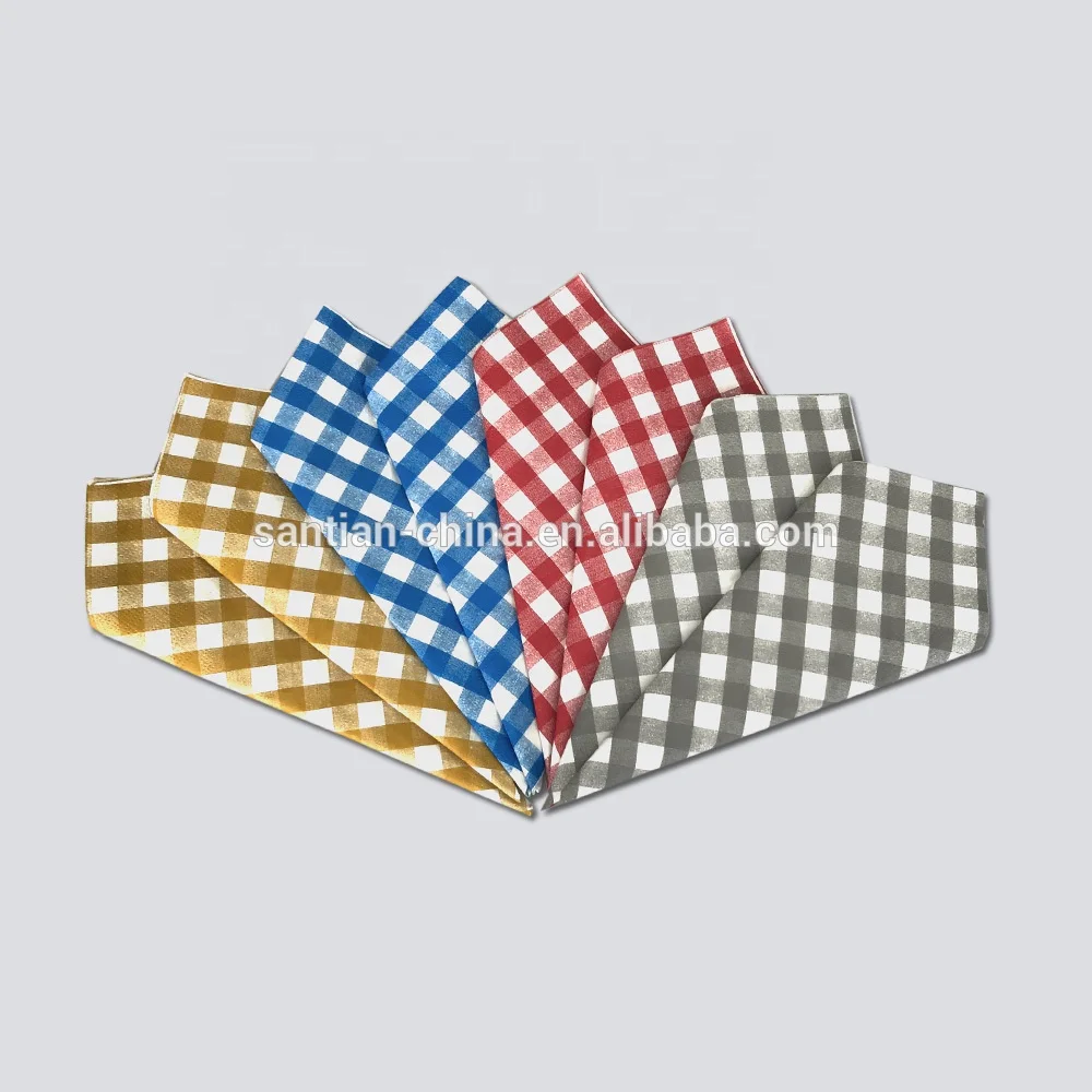 Factory Blue Red Yellow Green Grid Printed Dinner Paper Napkins 2Ply 3Ply For Wedding Party Use