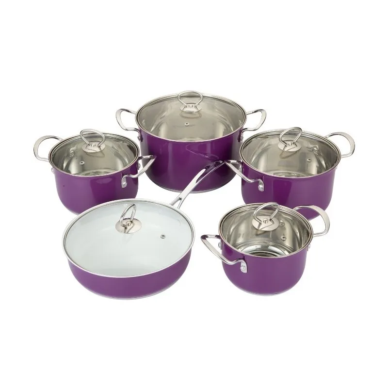 Hot selling vision glass lid cookware with high quality amd low price pot and pan set